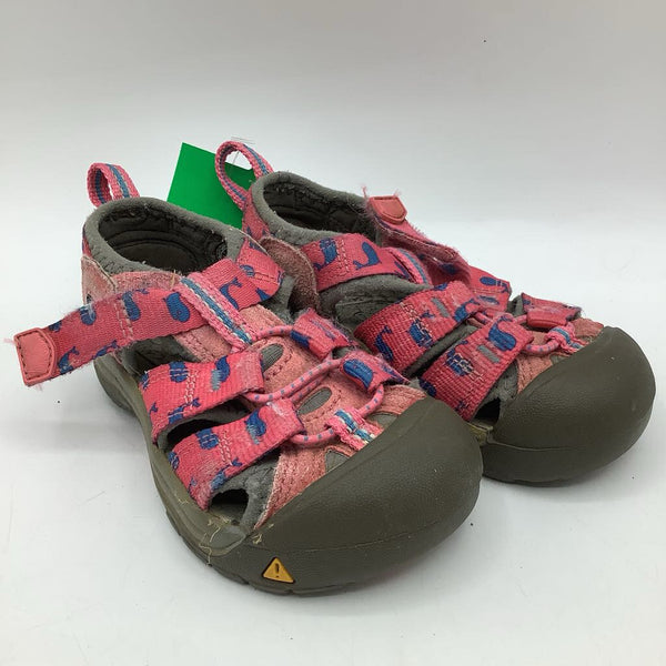 Size 6: Keen Pink/Blue Whales Velcro Strap Sandals REDUCED