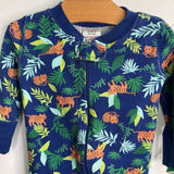 Size 6-9m (60): Hanna Andersson Blue/Orange/Green Tigers/Leaves Organic Cotton 1pc Zip-Up PJs