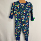 Size 6-9m (60): Hanna Andersson Blue/Orange/Green Tigers/Leaves Organic Cotton 1pc Zip-Up PJs