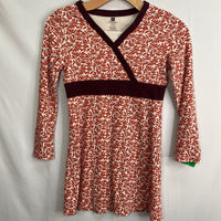 Size 10: Tea Orange/White Floral Long Sleeve Kimono Dress