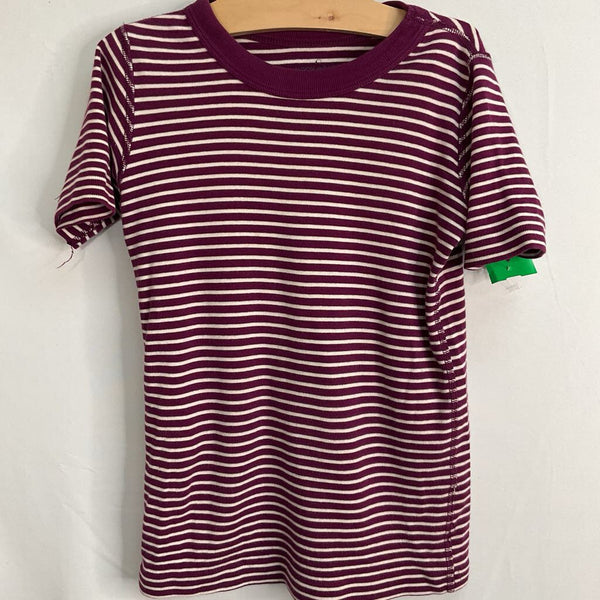 Size 8 (130): Hanna Andersson Purple/White Striped Organic Cotton 2pc Shorty PJs