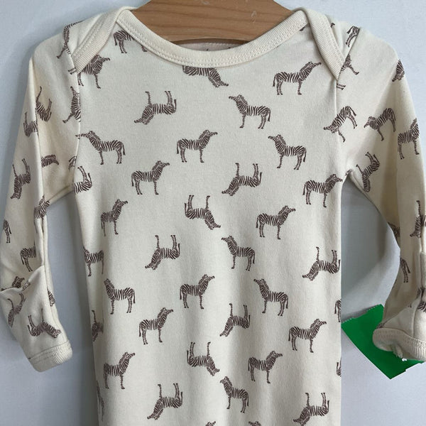 Size 3-6m: Tiny Kinds Beige/Brown Zebras Knot Nighty