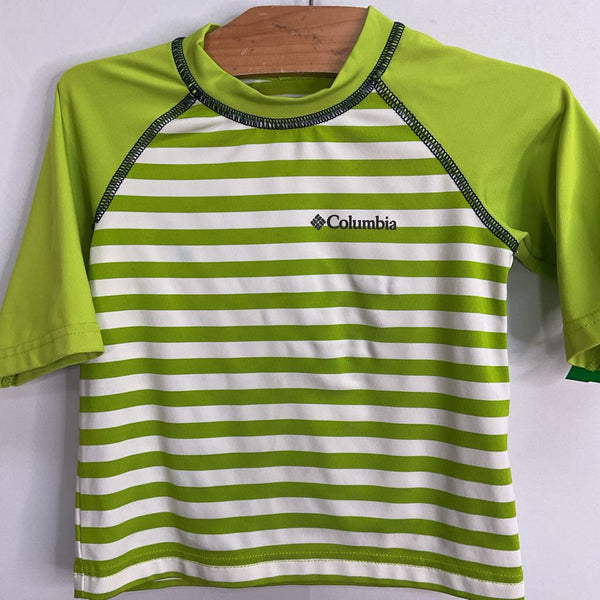 Size 2: Columbia Bright Green/White Striped Omni Shade Rash Guard Shirt REDUCED