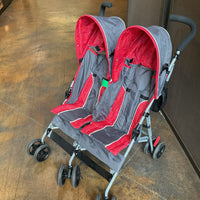 Delta Red/Gray Children LX Side by Side Umbrella Stroller