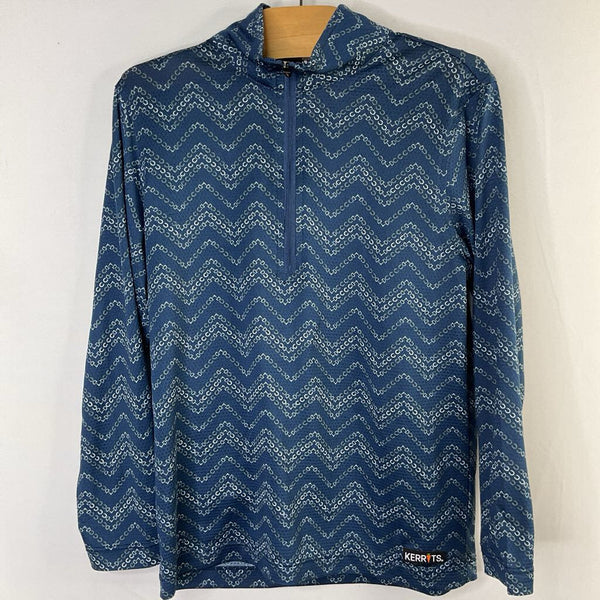 Size 6-7: Kerrits Blue/Gray Chevron Quarter Zip Base Layer Shirt