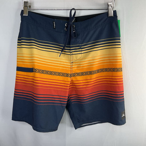 Size 10: O'Neill Navy/Orange Striped Swim Shorts