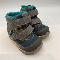 Size 4.5: Saucony Blue/Neon Green Velcro Sneakers