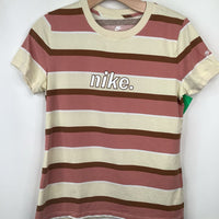 Size 8-10: NIke Pink/Brown/Cream Striped T-Shirt