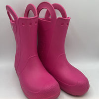 Size 3Y: Crocs Pink Rain Boots