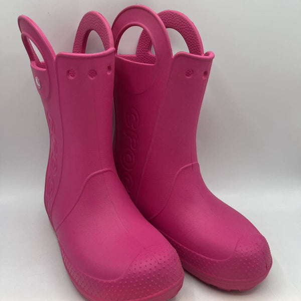 Size 3Y: Crocs Pink Rain Boots