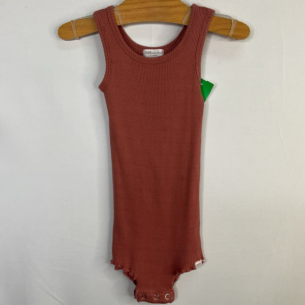 Size 2-3: MiniMalisma Red Ribbed Tank Onesie