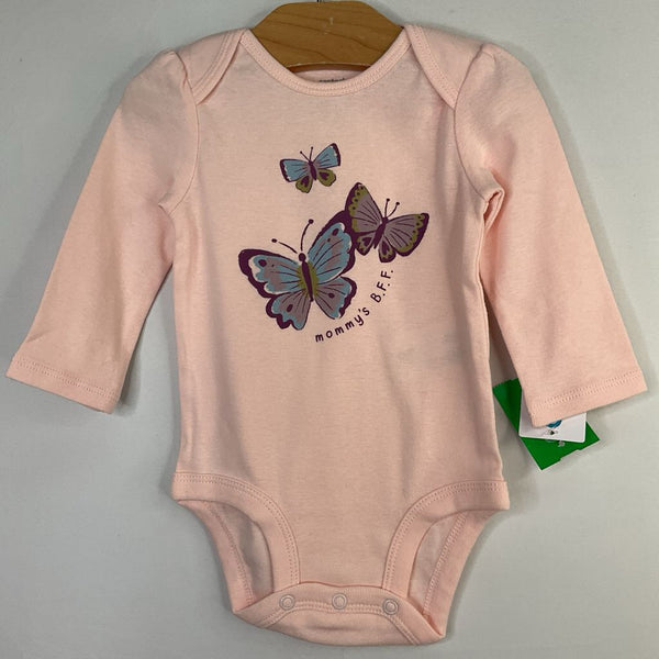 Size 6m: Carter's Pink/Purple Butterflies Long Sleeve Onesie NEW