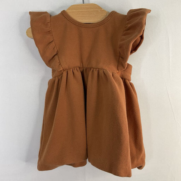 Size 3-6m: Mebie Brown Ruffle Trim Dress