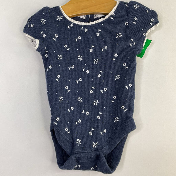 Size NB: Gap Navy/White Floral Lace Trim Onesie