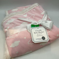 Pink/White Clouds Chenille Receiving Blanket NEW