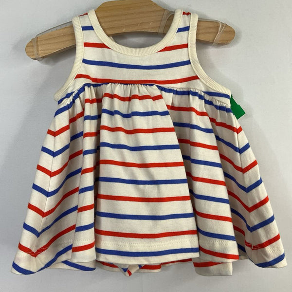Size 0-3m (50cm): Hanna Andersson White/Red/Blue Striped Tank Top/Shorts 2pc Set