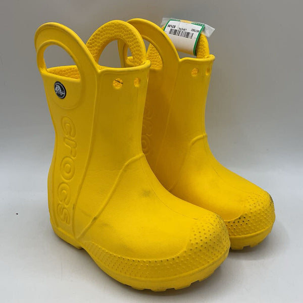 Size 7: Crocs Yellow Rain Boots