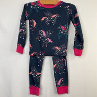 Size 2: Hatley Navy/Pink Horses 2pc PJs