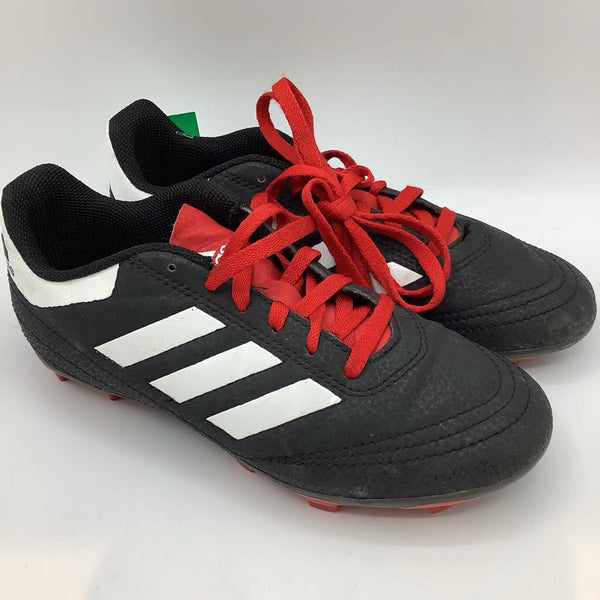 Size 2.5Y: Adidas Black/White/Red Lace-Up Soccer Cleats