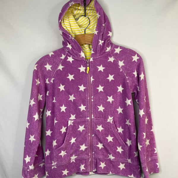 Size 9-10: Boden Purple/White Stars Terry Zip-Up Hoodie