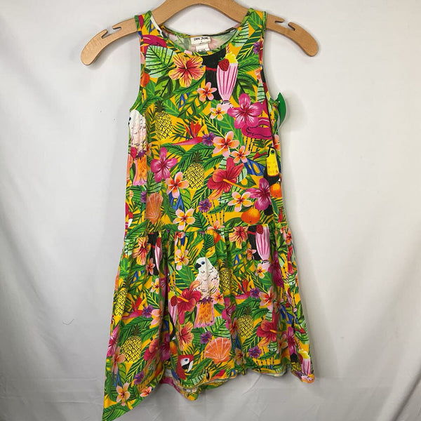 Size 8-10: H&M Colorful Tropical Leaves/Birds Tank Dress