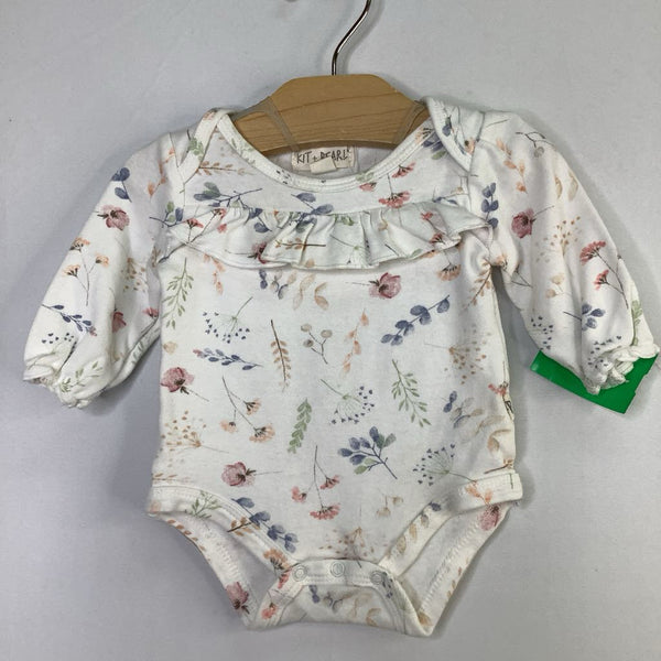 Size 0-3m: Kit + Pearl White/Colorful Leaves Long Sleeve Onesie
