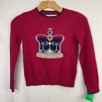 Size 7-8: Boden Red/Blue Sparkle Crown Wool Blend Sweater