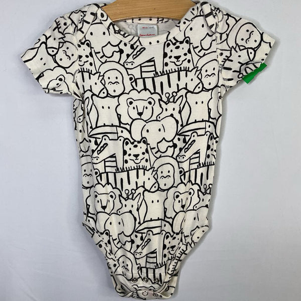 Size 2 (85): Hanna Andersson White/Black Animals Onesie