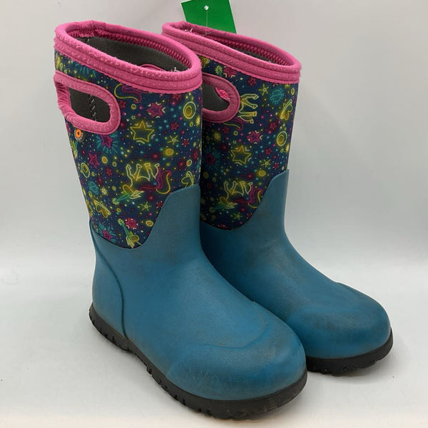 Size 12: Bogs Blue/Neon Unicorn -4 Insulated Rain Boots REDUCED