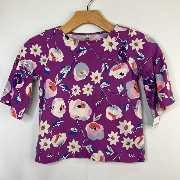 Size 7: Tea Purple/Colorful Floral Flare Sleeve Blouse