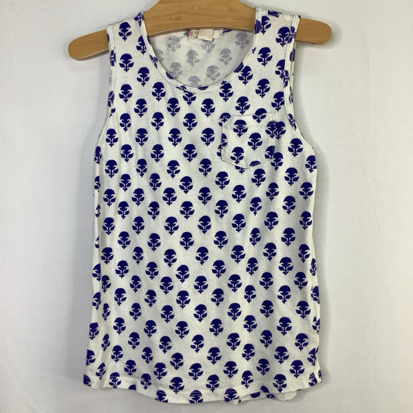 Size 6: Crewcuts White/Blue Floral Tank