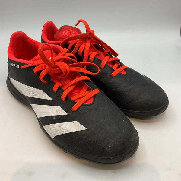 Size 5.5Y: Adidas Black/White/Red Lace-Up Turf Cleats