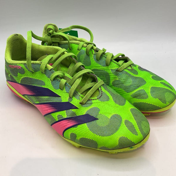 Size 5.5Y: Adidas Neon Green/Blue/Pink Lace-Up Soccer Cleats