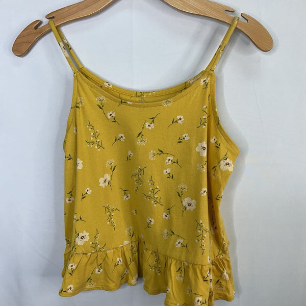 Size 10-12: Old Navy Yellow/White Floral Ruffle Trim Tank