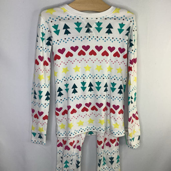 Size 8-9: Primary Navy/Colorful Print 2pc Holiday PJs