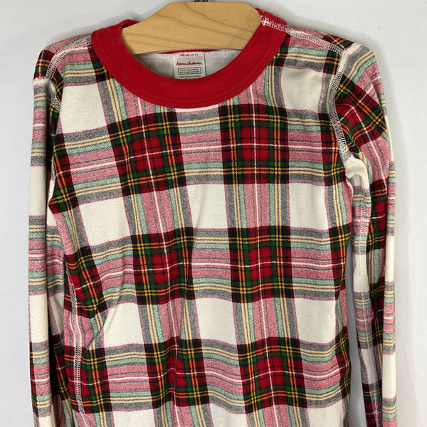 Size 10 (140): Hanna Andersson 2pc Red/White/Green Plaid Holiday 100% ORGANIC Cotton Pjs