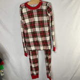Size 10 (140): Hanna Andersson 2pc Red/White/Green Plaid Holiday 100% ORGANIC Cotton Pjs