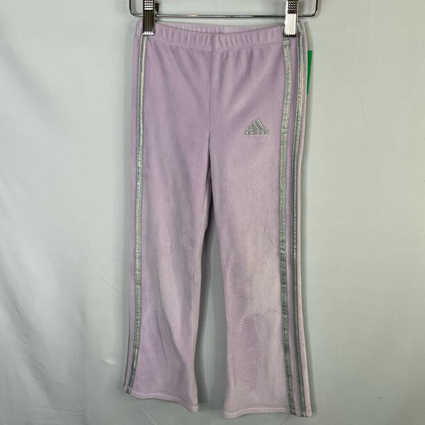 Size 4: Adidas Purple/Silver Trim Velour Flare Leggings