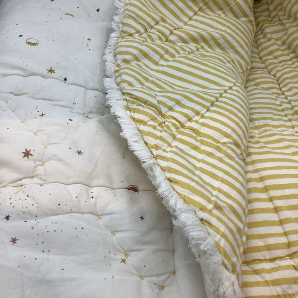 White/Colorful Stars Plush Tummy Time Mat