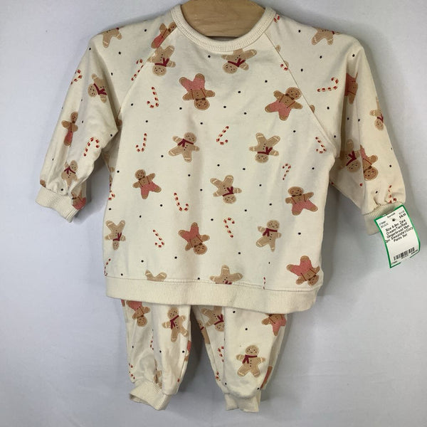 Size 6-9m: Zara Cream/Tan/Red Gingerbread Men 2pc Sweatshirt/Cozy Pants Set