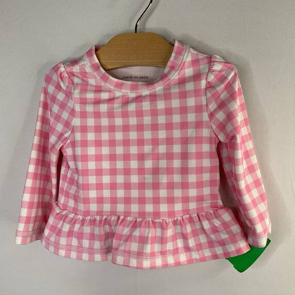 Size 6-12m: Janie and Jack Pink/White Gingham 2pc Swimsuit