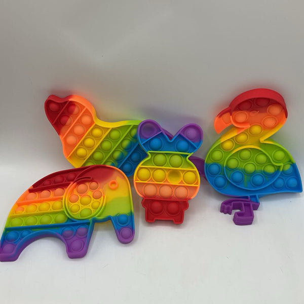 4pc Rainbow Pop-It Fidget Toys (Seal, Bunny, Duck, Elephant)