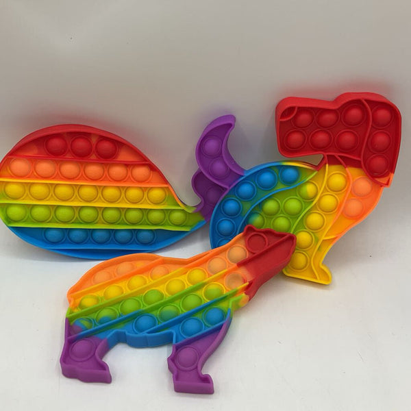 3pc Rainbow Pop-It Fidget Toys (Bear, Dog, Whale)