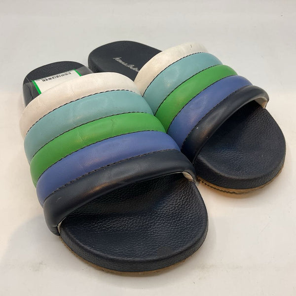 Size 3: Hanna Andersson Navy/White/Green Slip-On Slides