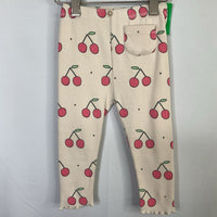 Size 12-18m: Zara Beige/Pink Cherries Ribbed Leggings