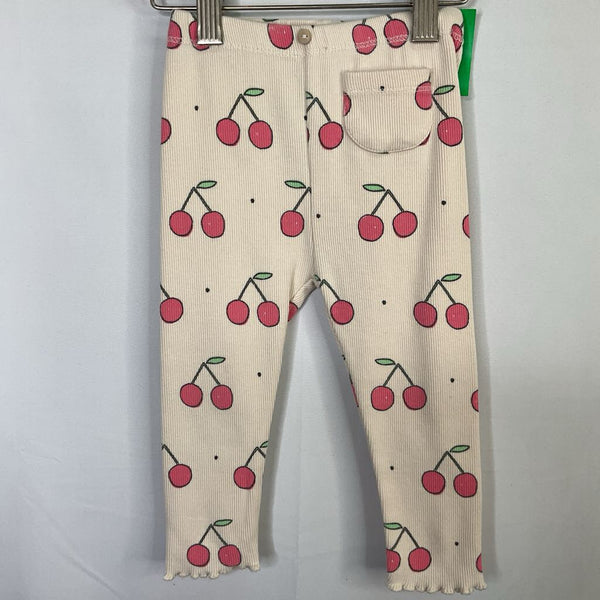 Size 12-18m: Zara Beige/Pink Cherries Ribbed Leggings