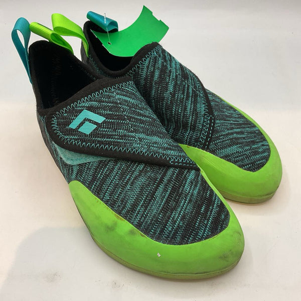 Size 3Y: Black Diamond Green/Blue/Black Velcro Strap Climbing Shoes