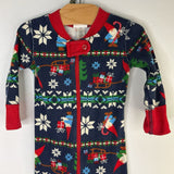 Size 6-12m (70) Hanna Andersson Navy/Multicolor Gnomes Organic Cotton 1pc Zip-Up Holiday PJs