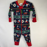 Size 6-12m (70) Hanna Andersson Navy/Multicolor Gnomes Organic Cotton 1pc Zip-Up Holiday PJs