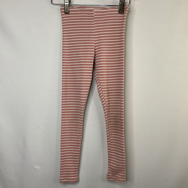 Size 3: Maison Me Pink/White Striped Ribbed Leggings
